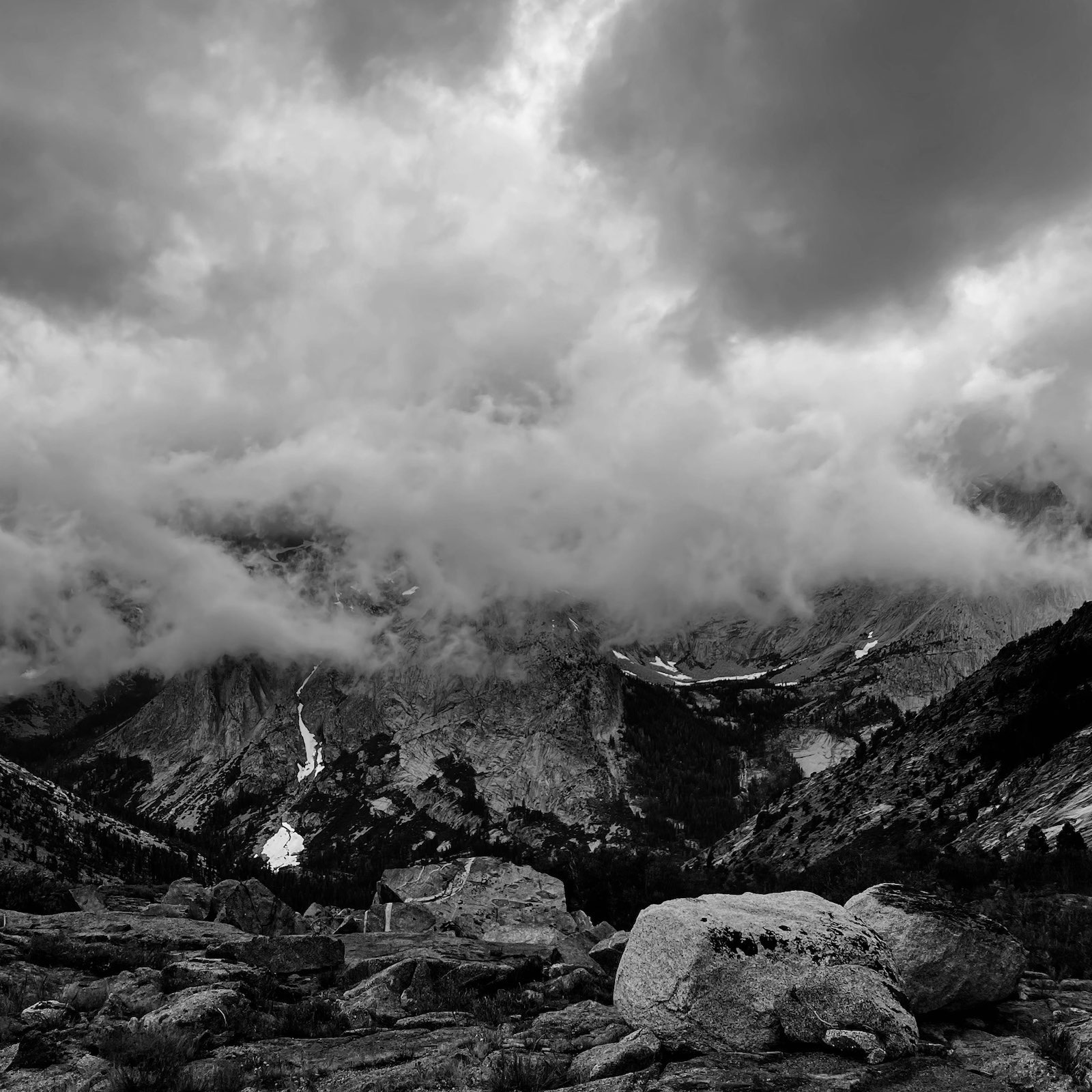 John Muir Trail, clouds, mountains